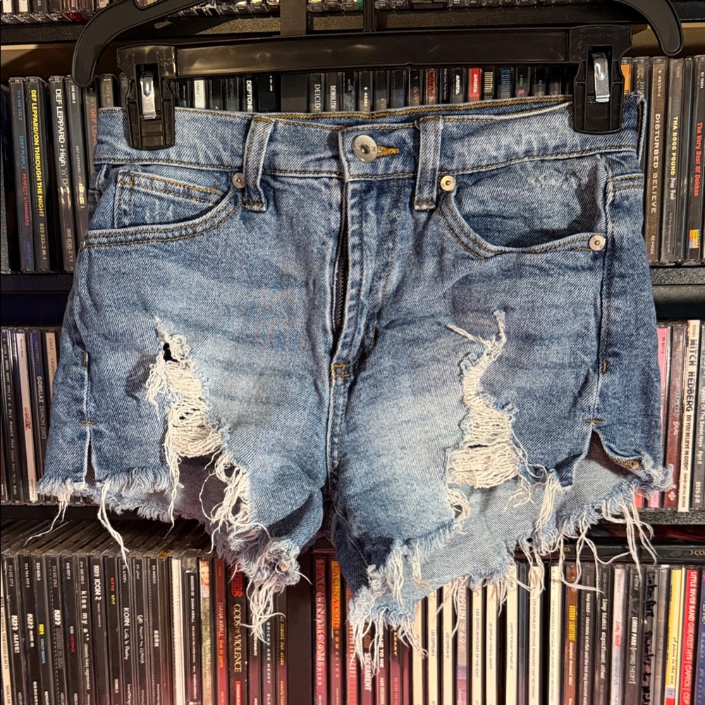 Kendall + Kylie Distressed Denim Jean Shorts Festival Summer Style Size 25 XS